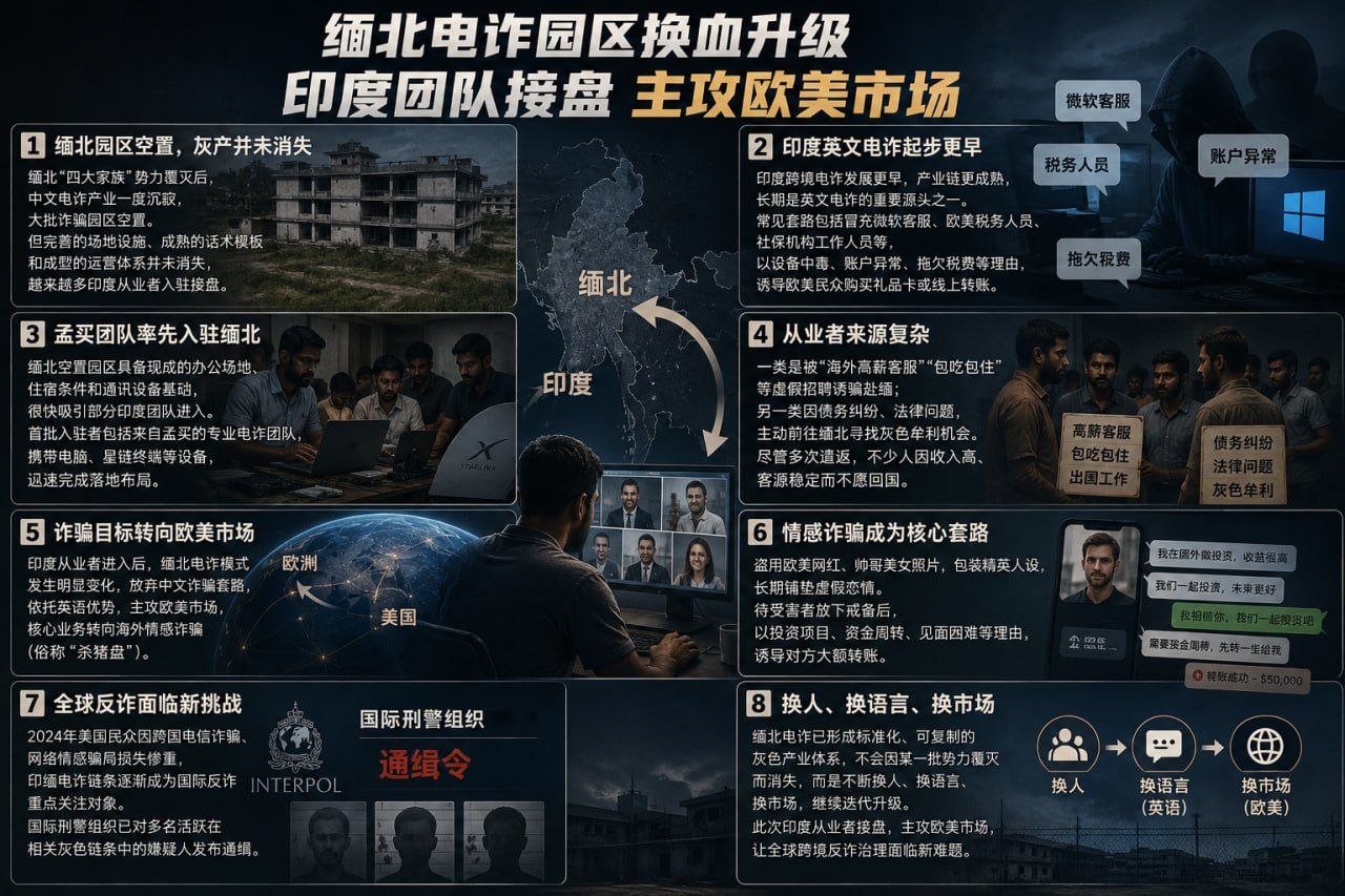 缅甸 缅北电诈园区换血升级,印度团队接盘主攻欧美市场